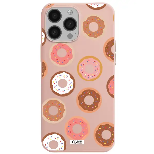 a pattern of donuts with sprinkles Apple iPhone 13 Pro Silicone pastel pink Case