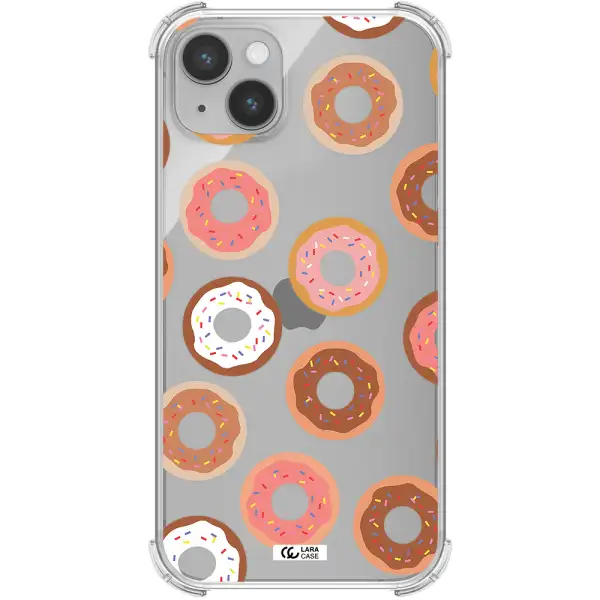 a pattern of donuts with sprinkles Apple iPhone 14 plus Clear PC Case