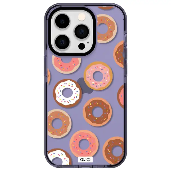 a pattern of donuts with sprinkles Apple iPhone 14 pro impact Lilac Case