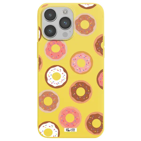a pattern of donuts with sprinkles Apple iPhone 14 pro Silicone canary yellow Case