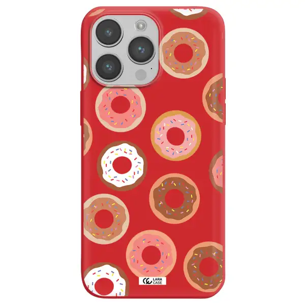 a pattern of donuts with sprinkles Apple iPhone 14 pro Silicone Imperial Red Case