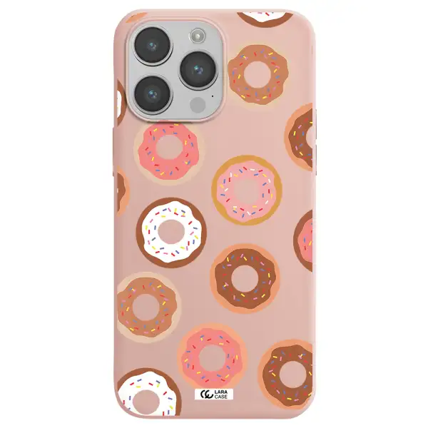a pattern of donuts with sprinkles Apple iPhone 14 pro Silicone pastel pink Case