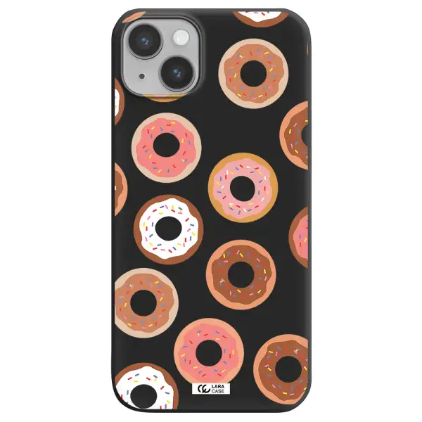 a pattern of donuts with sprinkles Apple iPhone 14 Silicone black Case