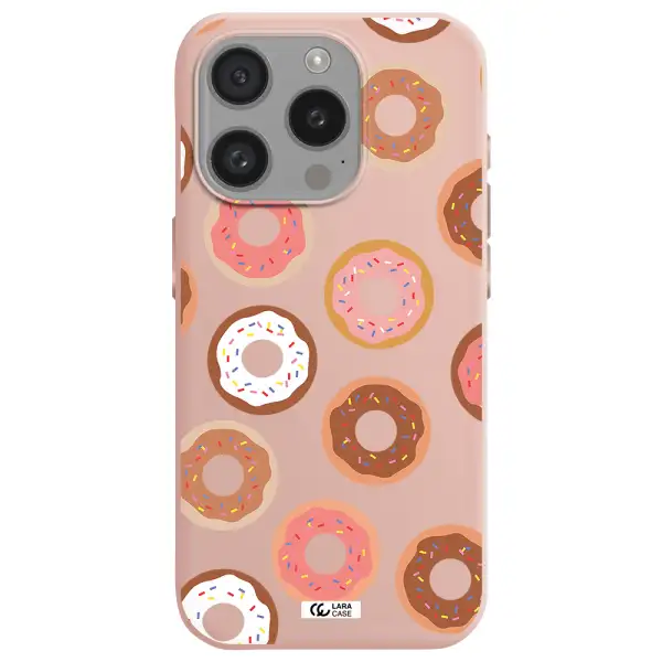 A Pattern Of Donuts With Sprinkles Apple Iphone 15 Pro Silicone Pastel Pink Case