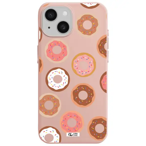 A Pattern Of Donuts With Sprinkles Apple Iphone 15 Silicone Pastel Pink Case