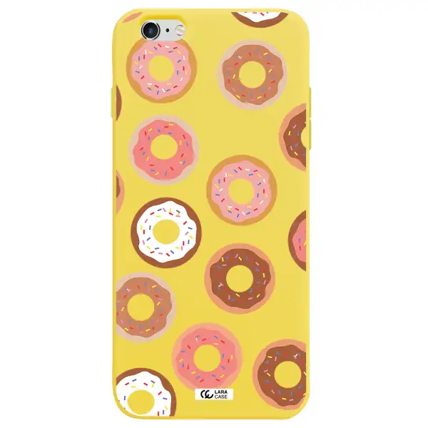 a pattern of donuts with sprinkles Apple iPhone 6 plus Silicone canary yellow Case