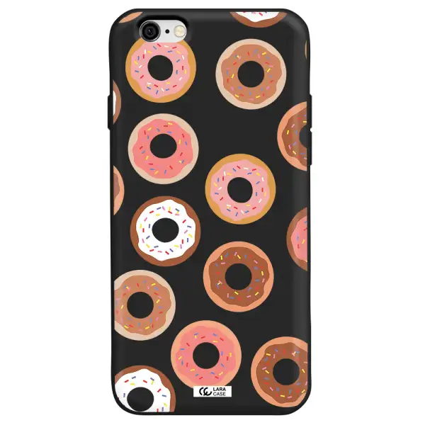a pattern of donuts with sprinkles Apple iPhone 6 Silicone black Case