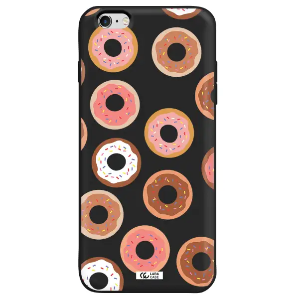 a pattern of donuts with sprinkles Apple iPhone 6S Silicone black Case