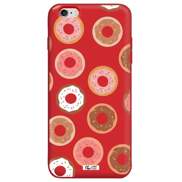 a pattern of donuts with sprinkles Apple iPhone 6S Silicone Imperial Red Case