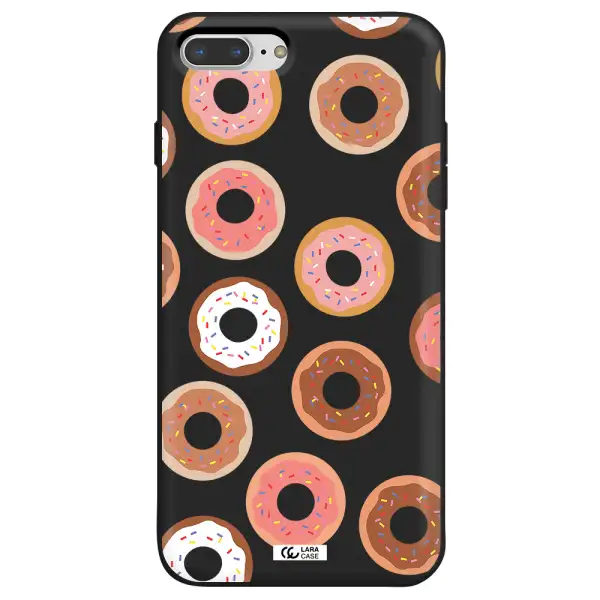 a pattern of donuts with sprinkles Apple iPhone 7 plus Silicone black Case