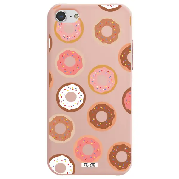 a pattern of donuts with sprinkles Apple iPhone 7 Silicone pastel pink Case