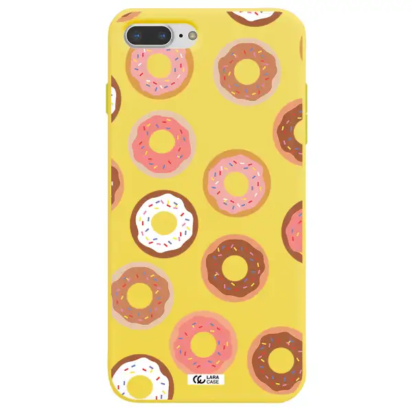 a pattern of donuts with sprinkles Apple iPhone 8 plus Silicone canary yellow Case