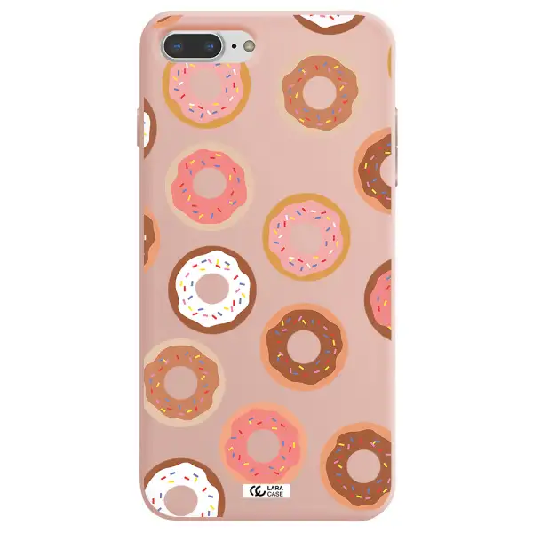 a pattern of donuts with sprinkles Apple iPhone 8 plus Silicone pastel pink Case