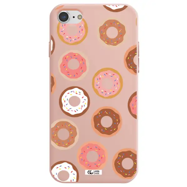 a pattern of donuts with sprinkles Apple iPhone 8 Silicone pastel pink Case
