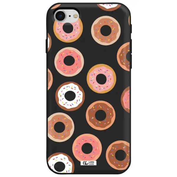 a pattern of donuts with sprinkles Apple iPhone se 2020 Silicone black Case