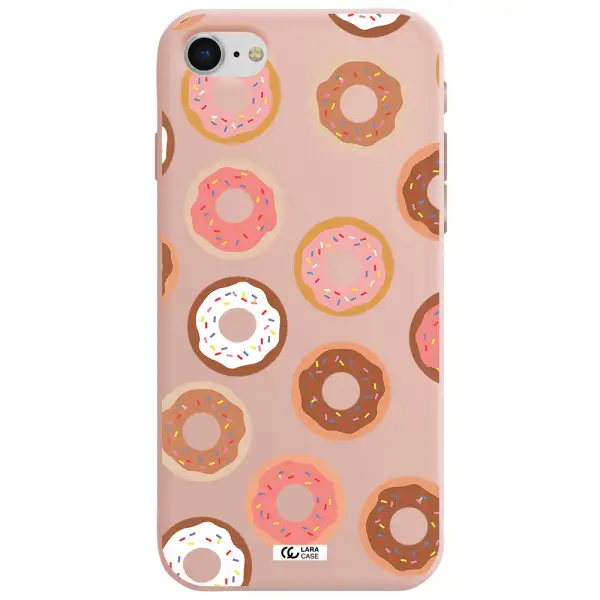 a pattern of donuts with sprinkles Apple iPhone se 2020 Silicone pastel pink Case