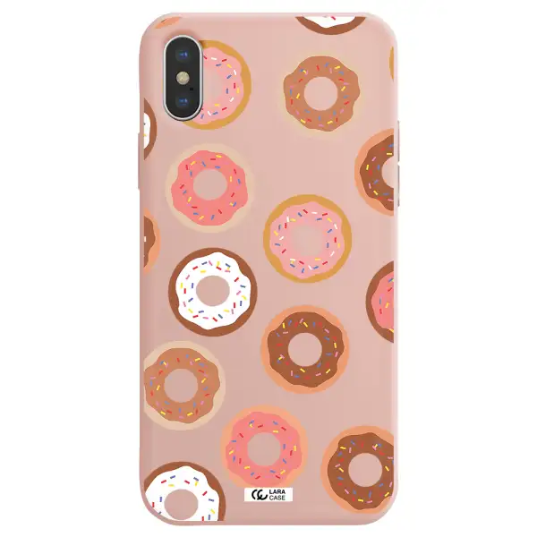a pattern of donuts with sprinkles Apple iPhone X Silicone pastel pink Case