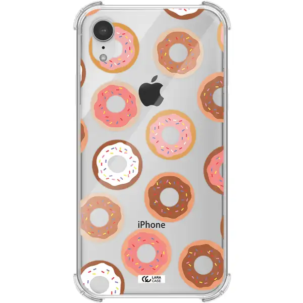 a pattern of donuts with sprinkles Apple iPhone XR Clear PC Case