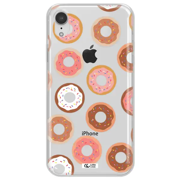 a pattern of donuts with sprinkles Apple iPhone XR Clear TPU Case
