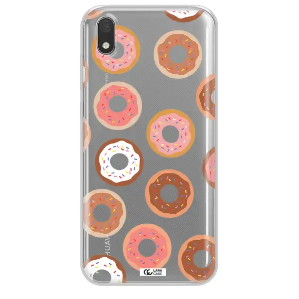 a pattern of donuts with sprinkles Huawei Honor 8S Clear TPU Case