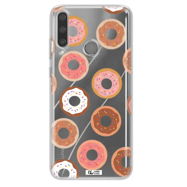 a pattern of donuts with sprinkles Huawei Y6P Clear TPU Case