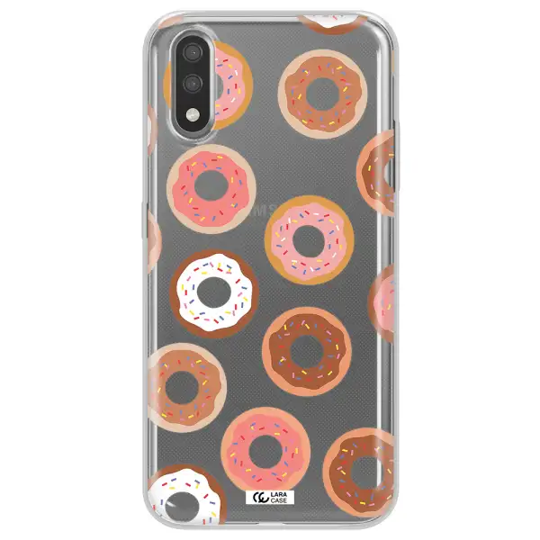 a pattern of donuts with sprinkles Samsung A01 Clear TPU Case