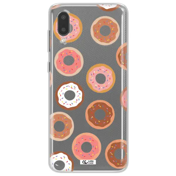 a pattern of donuts with sprinkles Samsung A02 Clear TPU Case