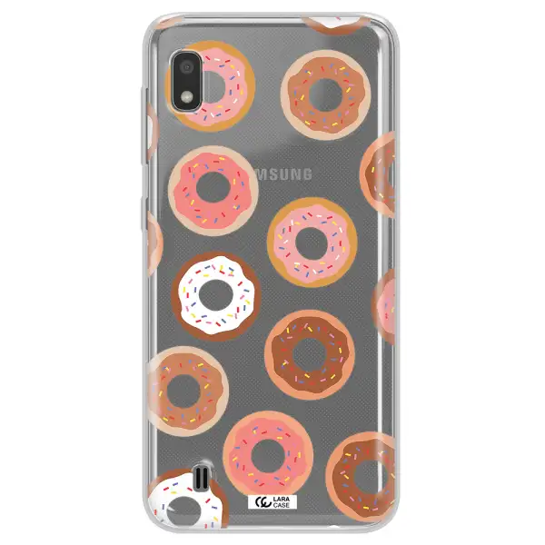 a pattern of donuts with sprinkles Samsung A10 Clear TPU Case