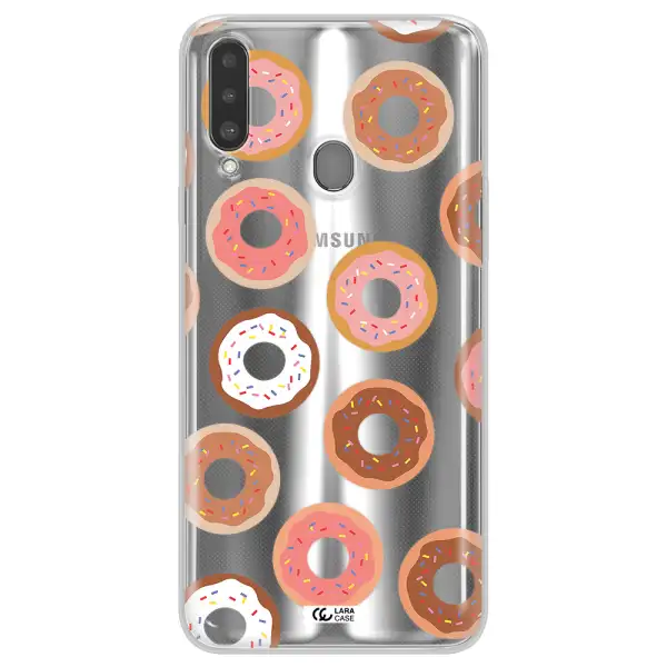 a pattern of donuts with sprinkles Samsung A20S Clear TPU Case
