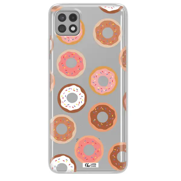 a pattern of donuts with sprinkles Samsung A22 5g Clear TPU Case