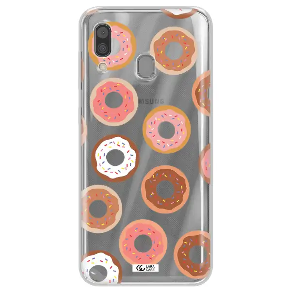 a pattern of donuts with sprinkles Samsung A30 Clear TPU Case