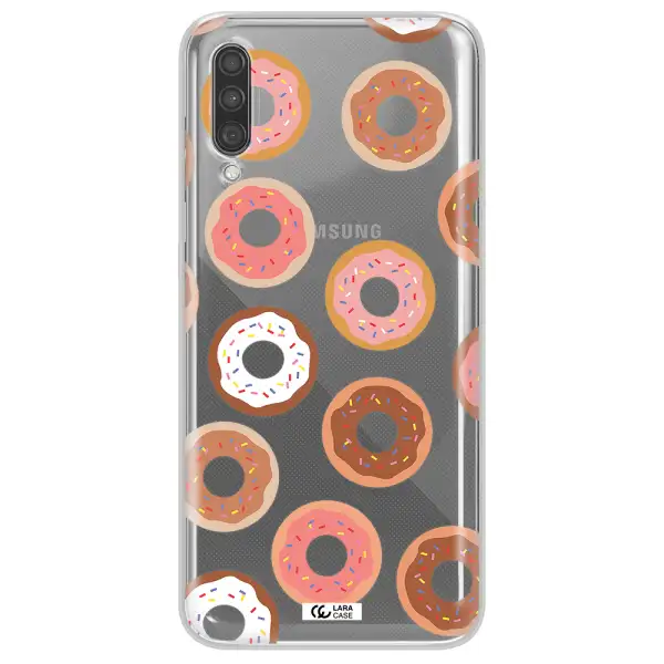 a pattern of donuts with sprinkles Samsung A30S Clear TPU Case