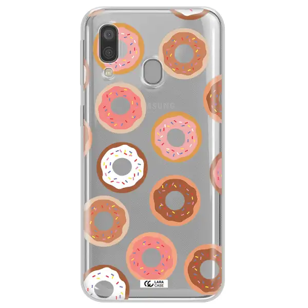 a pattern of donuts with sprinkles Samsung A40 Clear TPU Case