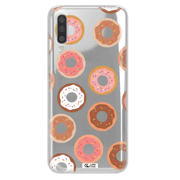 a pattern of donuts with sprinkles Samsung A50 Clear TPU Case