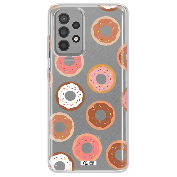 a pattern of donuts with sprinkles Samsung A52 Clear TPU Case