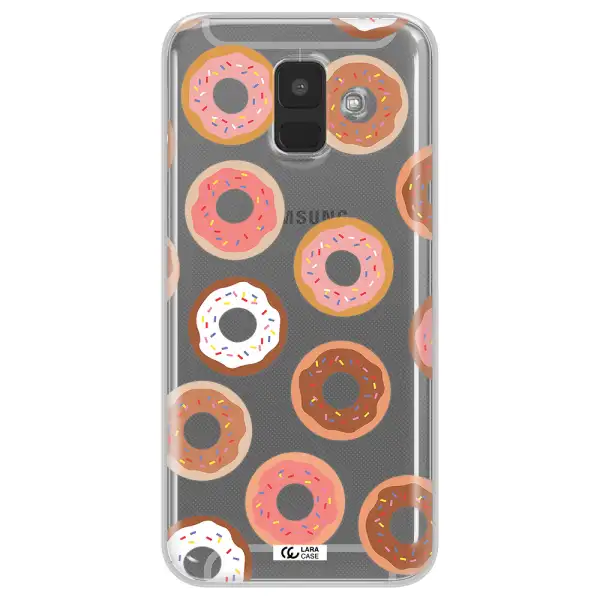 a pattern of donuts with sprinkles Samsung A6 Clear TPU Case