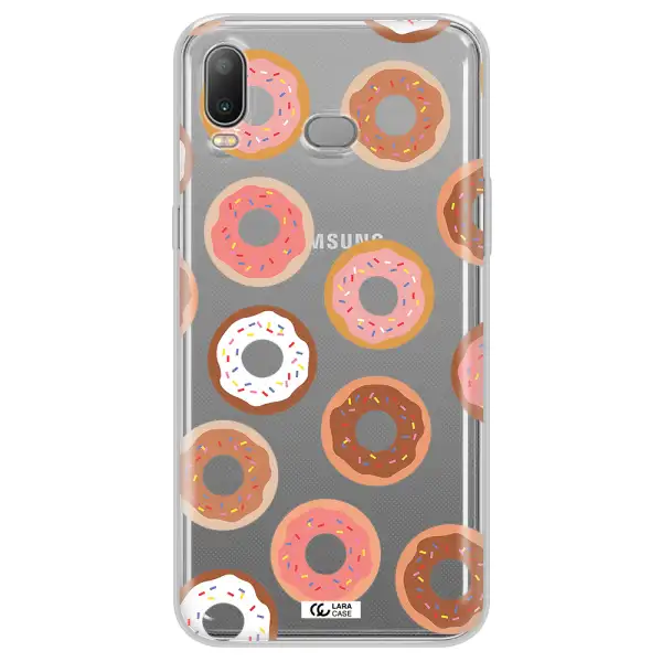 a pattern of donuts with sprinkles Samsung A6S Clear TPU Case