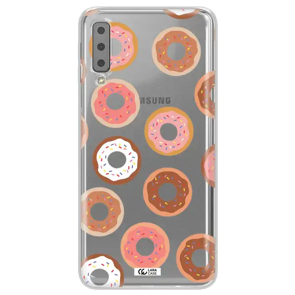a pattern of donuts with sprinkles Samsung A7 2018 Clear TPU Case