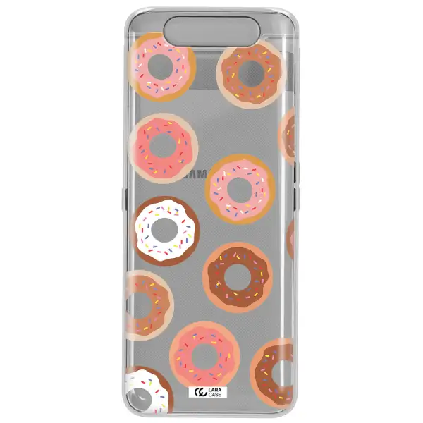 a pattern of donuts with sprinkles Samsung A80 Clear TPU Case