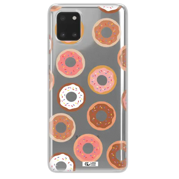 a pattern of donuts with sprinkles Samsung A81 Clear TPU Case