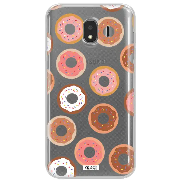 a pattern of donuts with sprinkles Samsung J4 Clear TPU Case