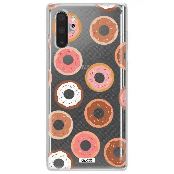 a pattern of donuts with sprinkles Samsung Note 10 Plus Clear TPU Case