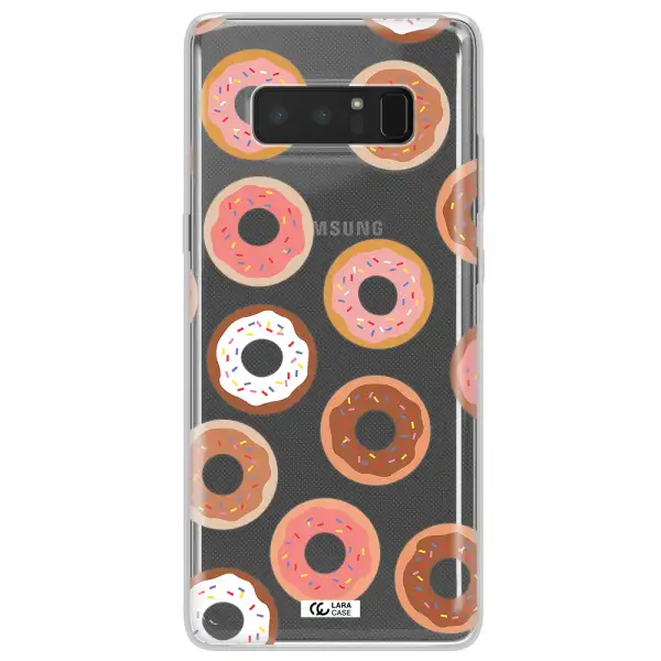 a pattern of donuts with sprinkles Samsung Note 8 Clear TPU Case