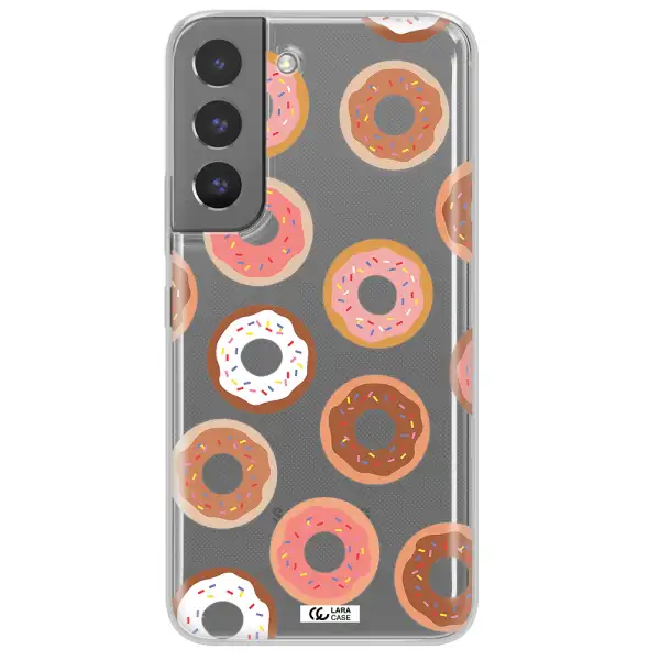 a pattern of donuts with sprinkles Samsung S 22 Clear TPU Case