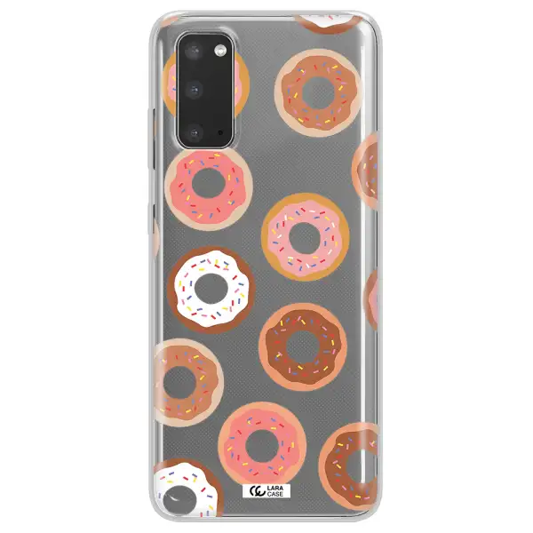 a pattern of donuts with sprinkles Samsung S20 Clear TPU Case