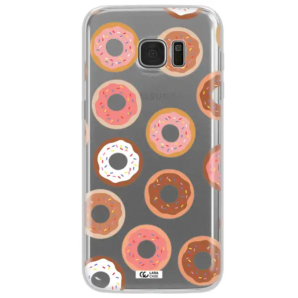 a pattern of donuts with sprinkles Samsung S7 Edge Clear TPU Case
