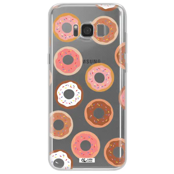 a pattern of donuts with sprinkles Samsung S8 Plus Clear TPU Case