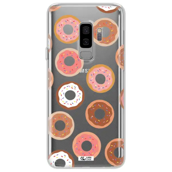 a pattern of donuts with sprinkles Samsung S9 Plus Clear TPU Case