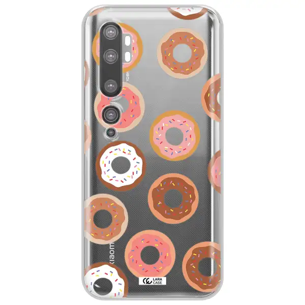 a pattern of donuts with sprinkles Xiaomi Mi Note 10 Clear TPU Case