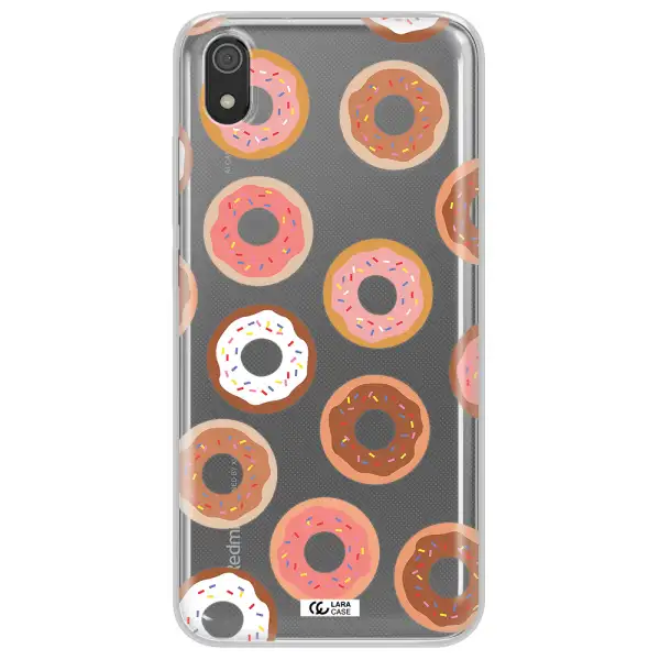 a pattern of donuts with sprinkles Xiaomi Redmi 7A Clear TPU Case